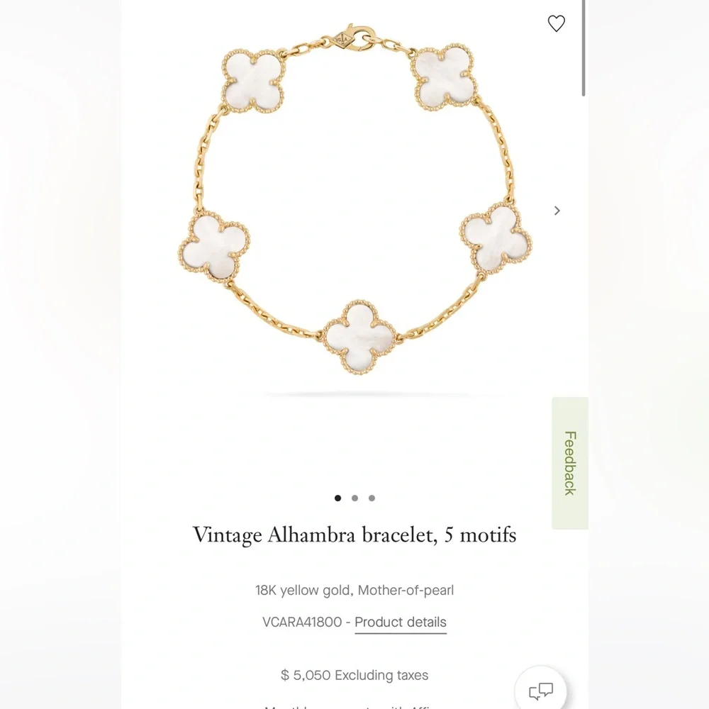 100% Authentic Van Cleef & Arpels Vintage Alhambra bracelet, 5 motifs, 18k Gold - Picture 11 of 17